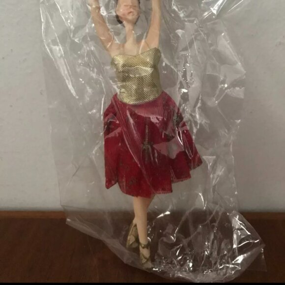 Vintage Spain's Inc. Vinyl Ballerina Christmas Tree Hanging Ornament Red Tutu - Picture 3 of 9